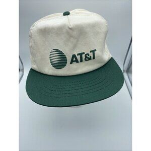 AT&T Vintage Tan Green Baseball Cap Hat Snap-back OSFM Made In USA